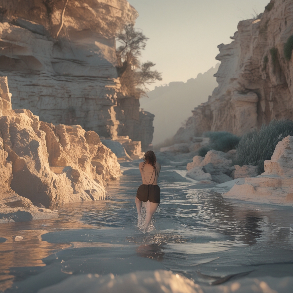 Osoba wykonująca delikatne rozciąganie na macie w jasnym, minimalistycznym pomieszczeniu z drewnianą podłogą i naturalnym oświetleniem, spokojne skupione ćwiczenie